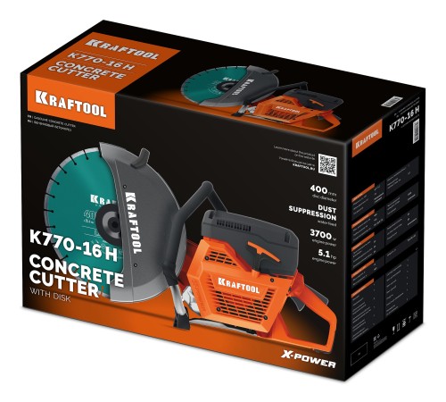 KRAFTOOL 3700 Вт, 400 мм, диск в комплекте, бензорез по бетону (бетонорез) (K770-16 H) KRAFTOOL 3700 Вт, 400 мм, диск в комплекте, бензорез по бетону (бетонорез) (K770-16 H)