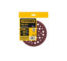 STEHER BOS-125-S 125 мм, Р240, шлифовальный круг на липучке, 44 отв., 5 шт. (35685-240)