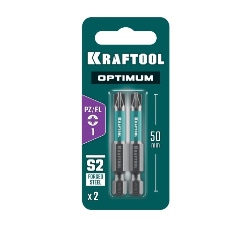 KRAFTOOL OPTIMUM PZ/FL 1, 50 мм, 2 шт, биты (261241-1-50-2)