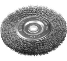 ЗУБР 150 х 12.7 мм, витая, стальная проволока 0.3 мм, дисковая щетка-крацовка для точильно-шлифовального станка (35185-150)