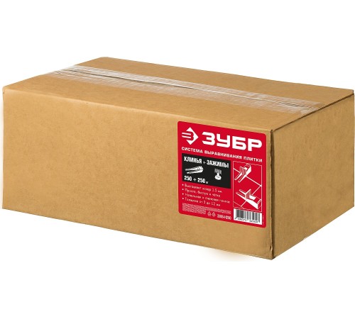 ЗУБР СВП, комплект: 1,7 мм, клин + зажим 250 + 250 шт, система выравнивания плитки (3385-H250)