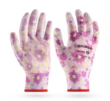 GRINDA PROTECT, S (7), садовые перчатки с прозрачным нитриловым покрытием, зелёные, 13 класс (11295-S)