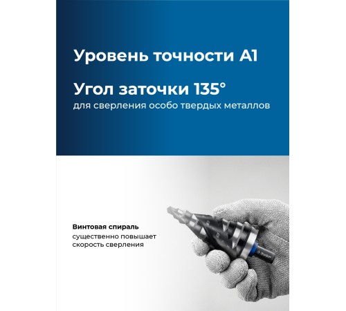 ЗУБР BLACK FORCE 6-38мм, 12 ступеней, винтовая проточка, сверло ступенчатое, ПРОФЕССИОНАЛ (29671-6-38-12)