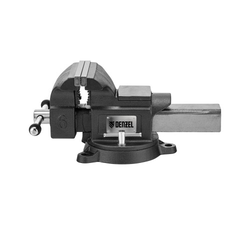 Тиски слесарные BVH-150, 150 мм, поворотные, стальная направляющая, с наковальней //Denzel