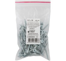 Шурупы оцинкованные, универсальные 4 х 30 100 шт Фасовка