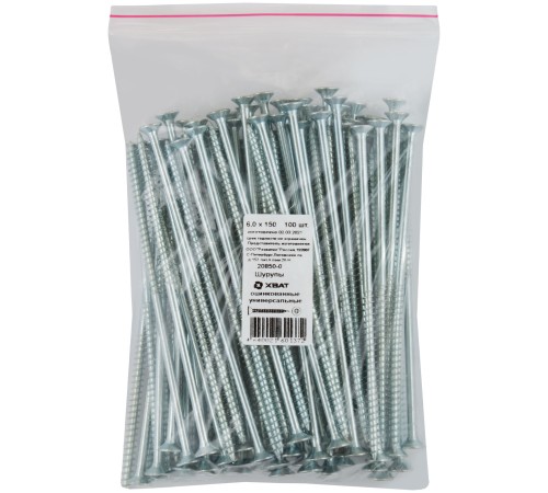 Шурупы оцинкованные, универсальные 6 х 150 100 шт Фасовка