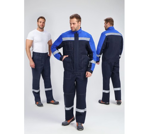 Костюм Бриготек-1 СОП (тк.Смесовая,260) брюки, т.синий/васильковый