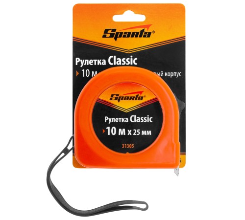 Рулетка Classic,10 м х 25 мм,пластиковый корпус Sparta Рулетка Classic,10 м х 25 мм,пластиковый корпус Sparta
