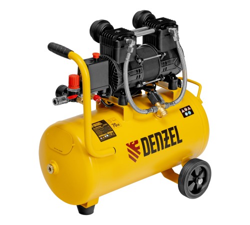 Компрессор безмасл. малошумный DLP-950/24, 950Вт,24 л, 2850 об/мин, 170 л/мин Denzel