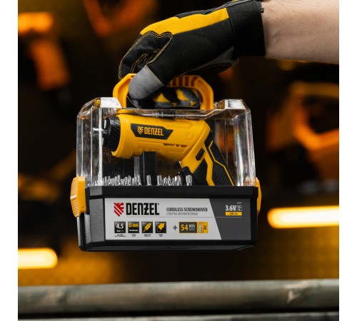 Отвертка аккумуляторная CSH-3.6, 54 биты, Li-Ion, 3,6 В// Denzel