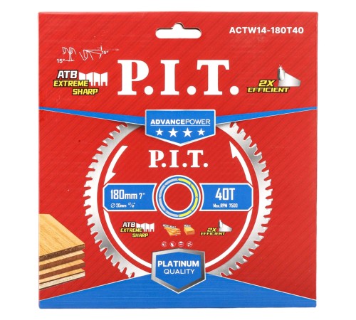 Диск пильный по дереву P.I.T. ACTW14-180T40