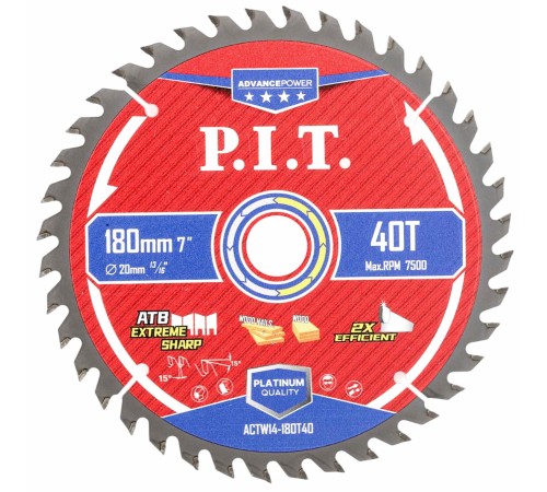 Диск пильный по дереву P.I.T. ACTW14-180T40