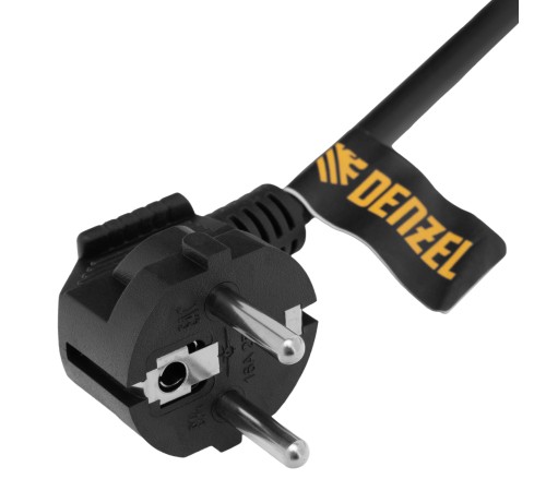 Шнур сетевой Energy Series, ПВС, 3 м, 3 x 1,5 мм, с неразборной вилкой, черный, Denzel