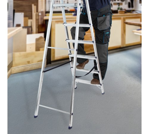 Стремянка усиленная, 6 ступеней, алюминиевая, MTX