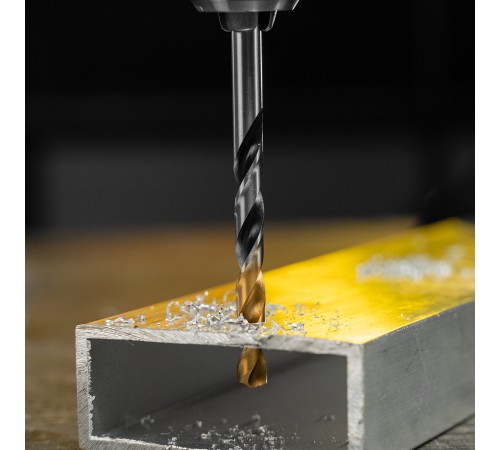 Сверло спиральное по металлу 6,5 x 93мм, Р6М5, Golden Tip, многогранная заточка Denzel