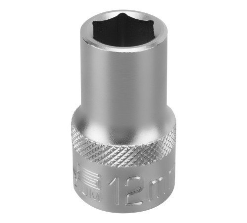 Головка торцевая удлиненная, 12 мм, шестигранная, CrV, под квадрат 1/2 Stels