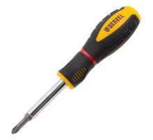 Отвертка комбинированная, SL3/16"-PH1, SL1/4"-PH2, 3-х компонентная рукоятка Denzel Отвертка комбинированная, SL3/16"-PH1, SL1/4"-PH2, 3-х компонентная рукоятка Denzel