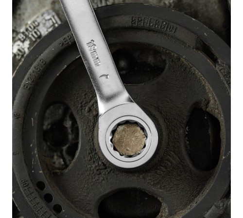 Набор ключей комбинированных трещоточных 6-19 мм, 12 шт., CrV, матовый хром Denzel