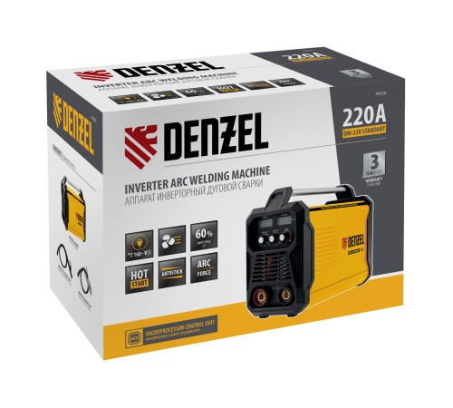 Аппарат инвертор. дуговой сварки DM-220 Standart, 220 А, ПВ 60%// Denzel Аппарат инвертор. дуговой сварки DM-220 Standart, 220 А, ПВ 60%// Denzel