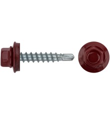 Шурупы кровельные со сверлом 4.8 х 28 красный 100шт , RAL 3011 Фасовка Шурупы кровельные со сверлом 4.8 х 28 красный 100шт , RAL 3011 Фасовка