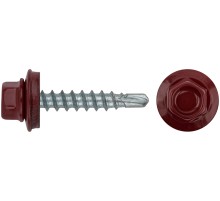 Шурупы кровельные со сверлом 4.8 х 28 красный 100шт , RAL 3011 Пром