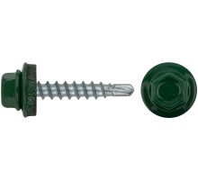Шурупы кровельные со сверлом 4.8 х 28 зеленый 100шт , RAL 6002 Пром Шурупы кровельные со сверлом 4.8 х 28 зеленый 100шт , RAL 6002 Пром