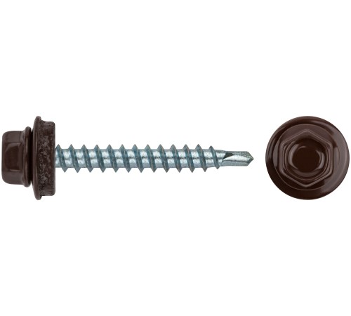 Шурупы кровельные со сверлом 4.8 х 38 коричневый, RAL 8017 250 шт. (фасовка)