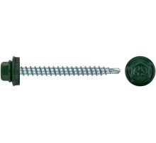 Шурупы кровельные со сверлом 4.8 х 50 зеленый 100шт , RAL 6002 Фасовка Шурупы кровельные со сверлом 4.8 х 50 зеленый 100шт , RAL 6002 Фасовка