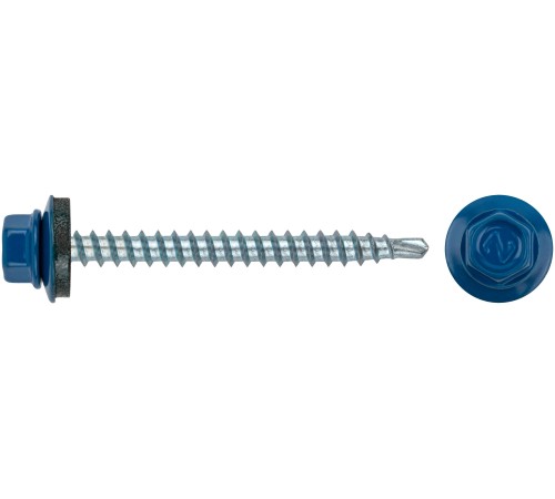 Шурупы кровельные со сверлом 4.8 х 50 синий 100шт , RAL 5005 Фасовка
