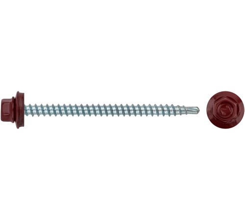 Шурупы кровельные со сверлом 4.8 х 70  100шт , красный RAL 3003 Пром