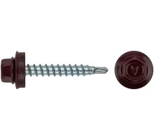 Шурупы кровельные со сверлом 4.8 х 32, темно-борд. RAL-3005 (фасовка 250шт)