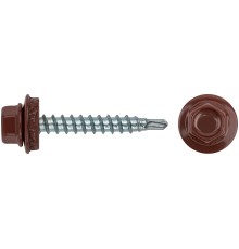 Шурупы кровельные со сверлом 4.8 х 32, бордовый RAL-3009 100шт. Фасовка Шурупы кровельные со сверлом 4.8 х 32, бордовый RAL-3009 100шт. Фасовка