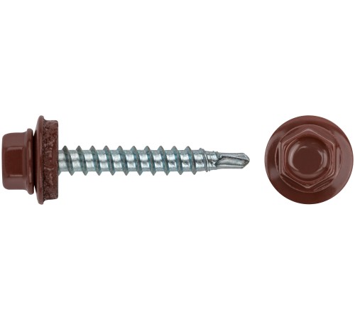 Шурупы кровельные со сверлом 4.8 х 32, бордовый RAL-3009 (фасовка 250шт) Шурупы кровельные со сверлом 4.8 х 32, бордовый RAL-3009 (фасовка 250шт)