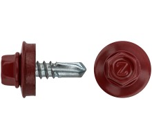 Шурупы кровельные со сверлом 5,5 х 19, красный RAL-3011 100шт. Пром Шурупы кровельные со сверлом 5,5 х 19, красный RAL-3011 100шт. Пром