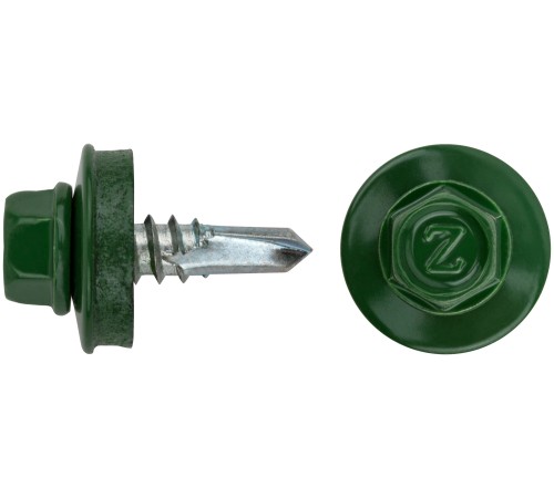 Шурупы кровельные со сверлом 5,5 х 19 зеленый 100шт , RAL 6002 Пром