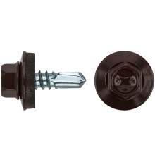 Шурупы кровельные со сверлом 5.5 х 19 коричневый 100шт , RAL 8017 Фасовка Шурупы кровельные со сверлом 5.5 х 19 коричневый 100шт , RAL 8017 Фасовка