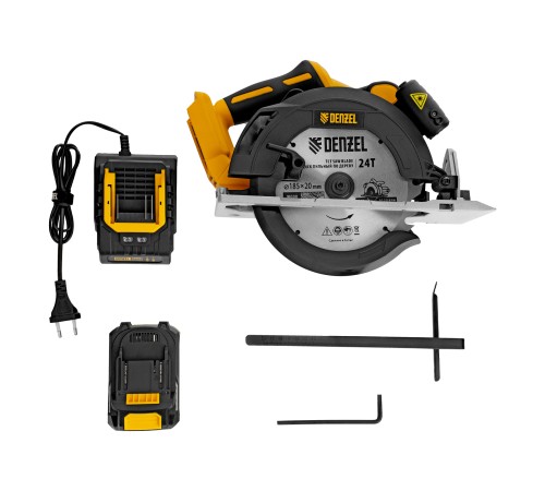 Пила циркулярная аккумуляторная бесщет. CCSH-BL-20-185, 185 мм, Li-Ion, 20 В// Denzel