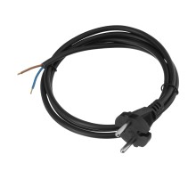 Шнур сетевой Energy Series, ПВС, 1,5 м, 2 x 1 мм, с неразборной вилкой, черный, Denzel