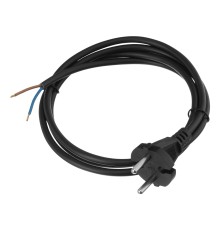 Шнур сетевой Energy Series, ПВС, 1,5 м, 2 x 1 мм, с неразборной вилкой, черный, Denzel