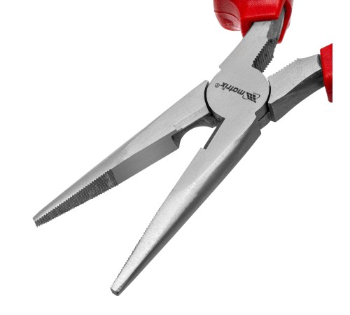 Длинногубцы прямые Nickel, 200 мм, никелированные, двухкомпонентные рукоятки Matrix