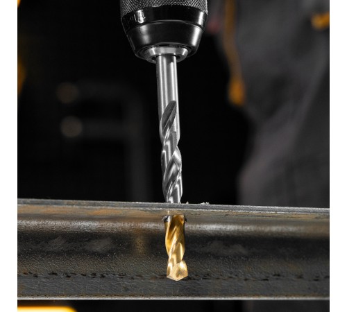 Набор сверл по металлу, 1-10 мм, Р6М5-TiN, Golden Tip, 19 шт Denzel