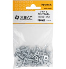 Комплект: Винт DIN965 4х16,  с гайкой М4 DIN934, шайбой М 4 DIN125, шайбой М 4 DIN127  (фасовка 30шт.) Комплект: Винт DIN965 4х16,  с гайкой М4 DIN934, шайбой М 4 DIN125, шайбой М 4 DIN127  (фасовка 30шт.)