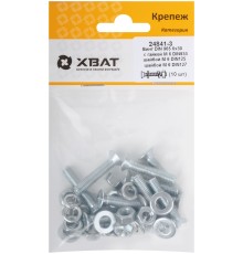 Комплект: Винт DIN965 6х30,  с гайкой М6 DIN934, шайбой М 6 DIN125, шайбой М 6 DIN127  (фасовка 10шт.)