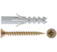 Крепление для плинтусов.Комплект: дюбель с шурупом 6х35/4х35 (фасовка 9 шт.)