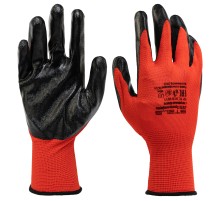 Перчатки полиэфирные с черным нитрильным покрытием, размер 9, 13 класс вязки Stels