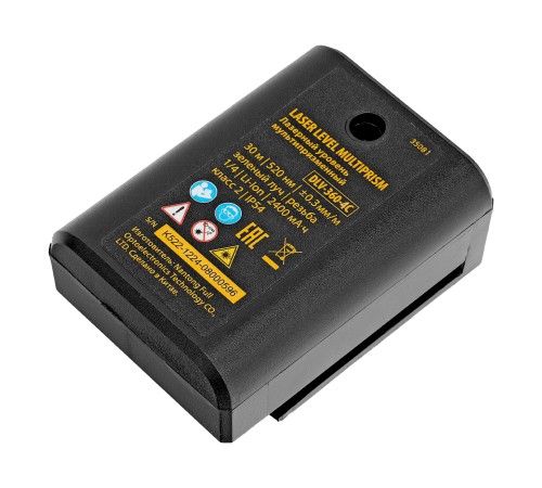 Лазерный уровень мультипризменный DLV-360-4C, 30 м, зеленый луч, Li-Ion 2,4 Aч, кейс Denzel