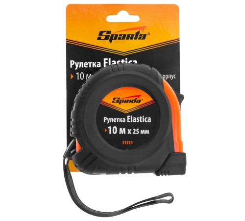 Рулетка Elastica,10 м х 25 мм,обрезиненный корпус Sparta Рулетка Elastica,10 м х 25 мм,обрезиненный корпус Sparta