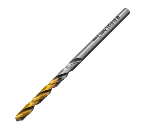 Сверло спиральное по металлу 3 x 60 мм, Р6М5, Golden Tip , 2шт. Denzel