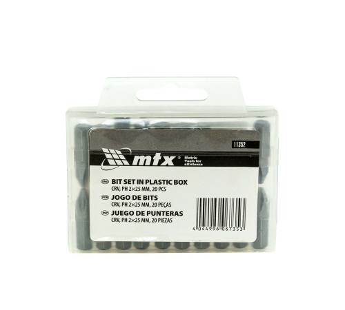 Набор бит PH2 x 25 мм, сталь 45Х, 20 шт, пластиковый бокс Matrix