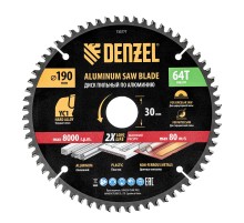 Пильный диск по алюминию ф190 х 30 мм, 64 зубьев Denzel